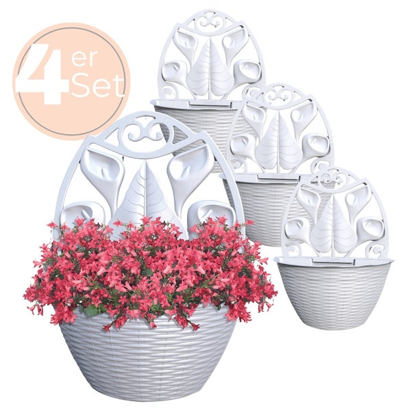 Vierer-Set Blumenampeln mit Lilien-Design