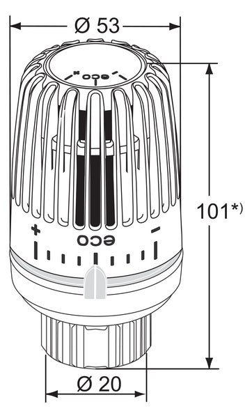HEIMEIER Thermostat-Kopf VK – Für Danfoss RA / mit übersichtlichem “eco” Einstellbereich, 9710-43.500