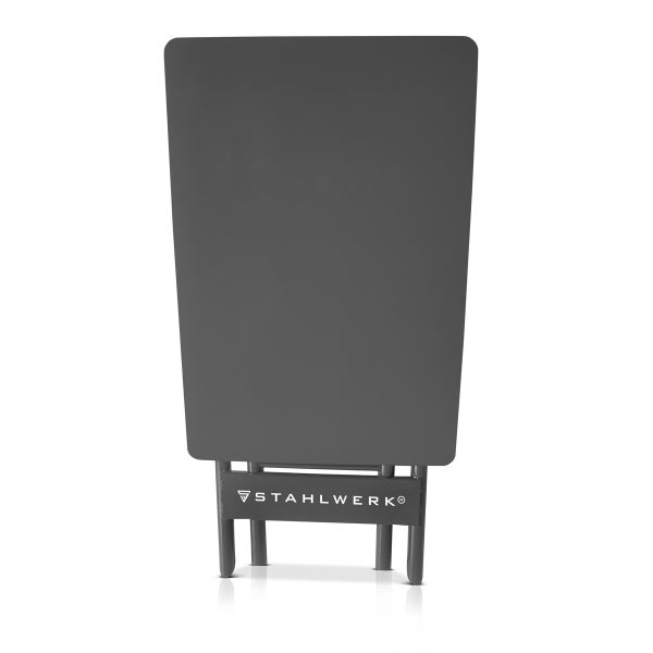 Schweißtisch mit Stahlwerk Logo und Symbolen zur Arbeitsplattenstärke und maximaler Belastung