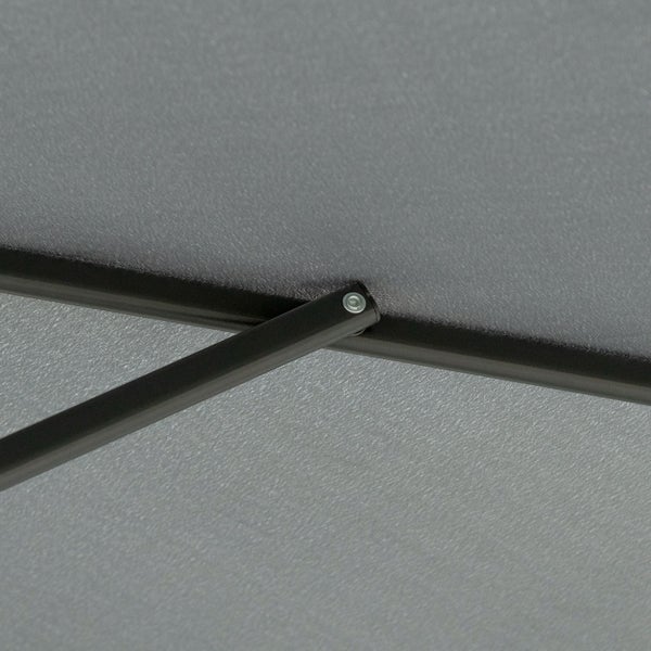 Ampelschirm mit Kurbel und Plattenständer, quadratischer Sonnenschirm aus Metall und Polyester.