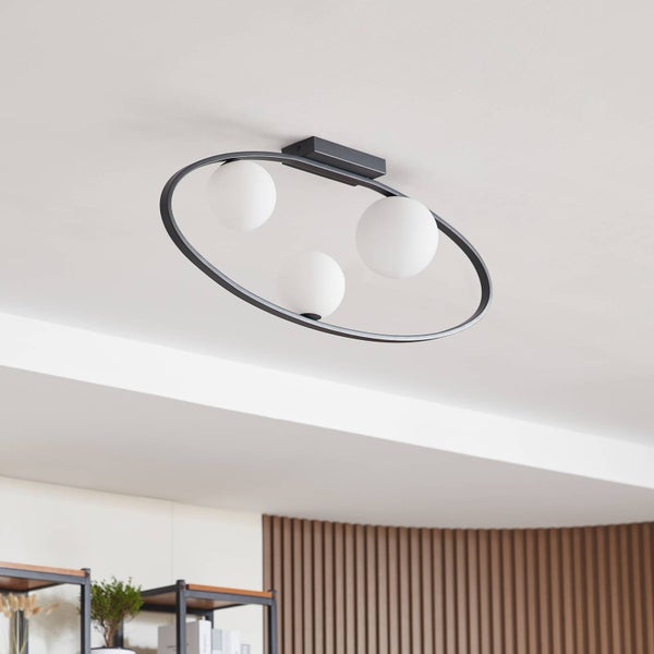Lucande Deckenlampe Kulka (Modern) in Schwarz aus Metall (3 flammig, G9) - Deckenleuchte Lampe Wohnzimmerleuchte