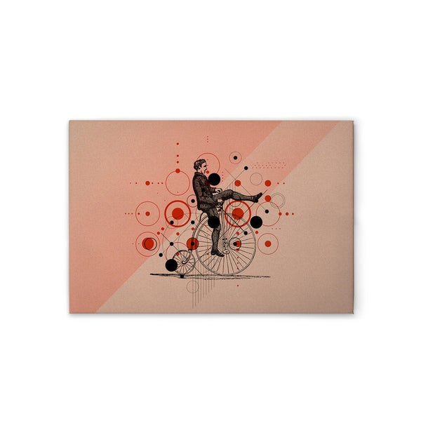 Dekoratives Wandbild mit Fahrradmotiv und geometrischen Formen