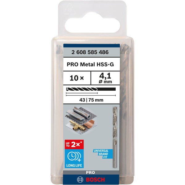Bosch PRO Metal HSS-G Spiralbohrer 4,1 x 43 x 75 mm - 2608585486