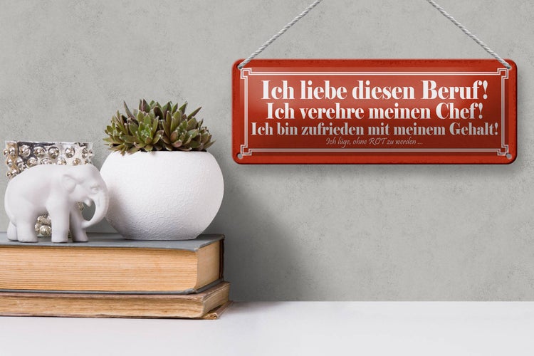 Blechschild Spruch 27x10cm liebe diesen Beruf verehre Chef Dekoration