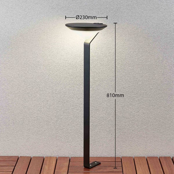 Lindby LED Solarleuchten Clamor mit Bewegungsmelder (spritzwassergeschützt (Modern) in Schwarz aus Aluminium (1 flammig, ) - Solarlampe Solarleuchte Garten
