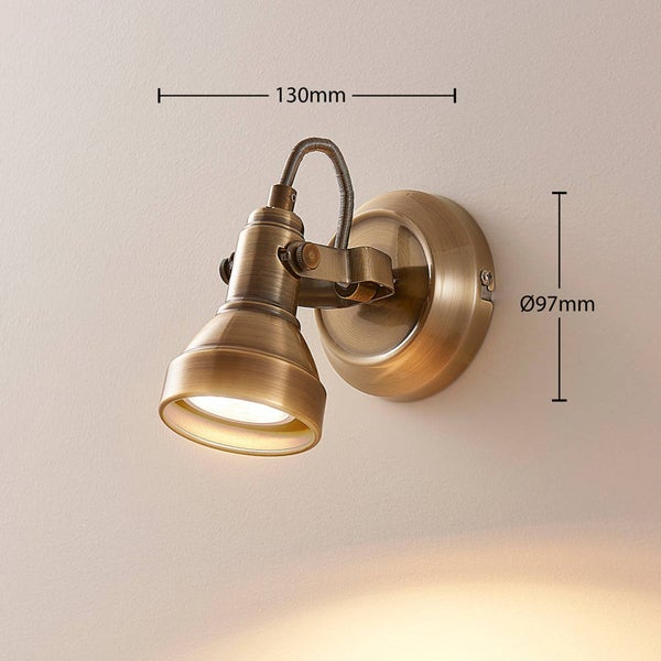 Lindby Wandleuchte, Wandlampe Innen Perseas (Retro Vintage Antik) in Bronze aus Metall (1 flammig GU10) - Wandstrahler Wandbeleuchtung Schlafzimmer / Wohnzimmer Wohnzimmerleuchte