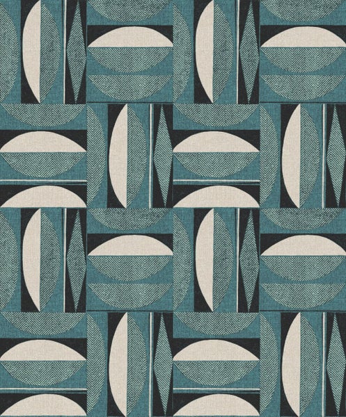 Masureel Tapete geometrisches Motiv Blau - 53 cm x 10.05 m - 631017