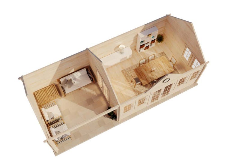 Alpholz Gartenhaus CLOCKHOUSE® Big Ben 70 Gartenhaus aus Holz, Holzhaus mit 70 mm Wandstärke inklusive Schleppdach Blockbohlenhaus, Naturbelassen 9,3x4m