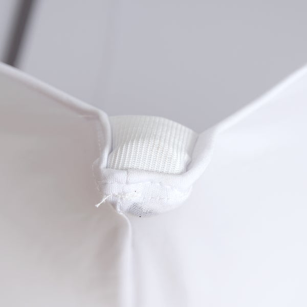 Detailaufnahme von Stoffecken und Verstärkungsband