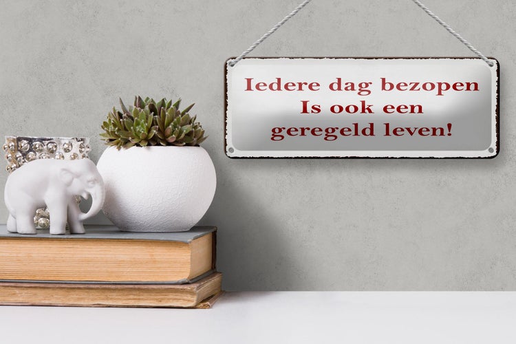 Blechschild Spruch 27x10 cm ledere dag bezopen is ook een geregeld leven