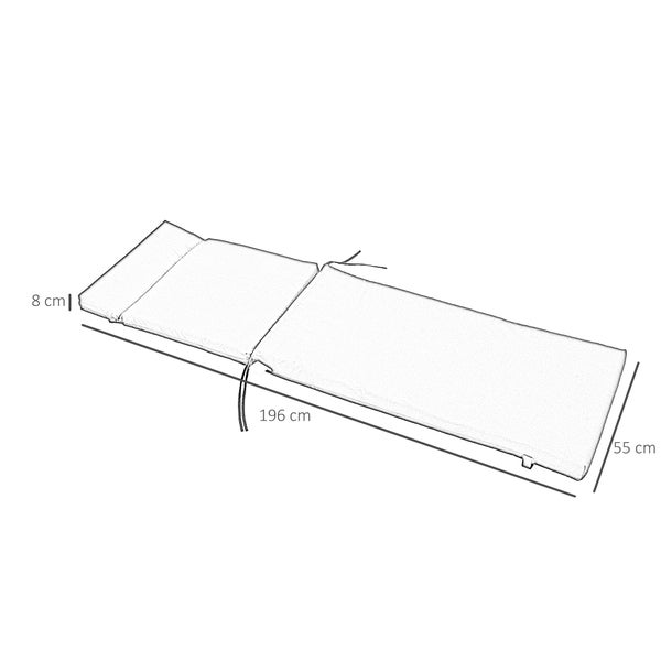 Outsunny Liegenauflage, 196L x 55B x 8H cm, Polyester, PP-Füllung, grau