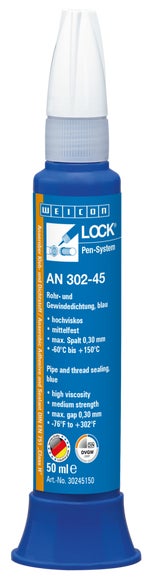 WEICONLOCK® AN 302-45 Rohr- und Gewindedichtung|für Grobgewinde, mittelfest, mit DVGW-Zulassung|50 ml|blau