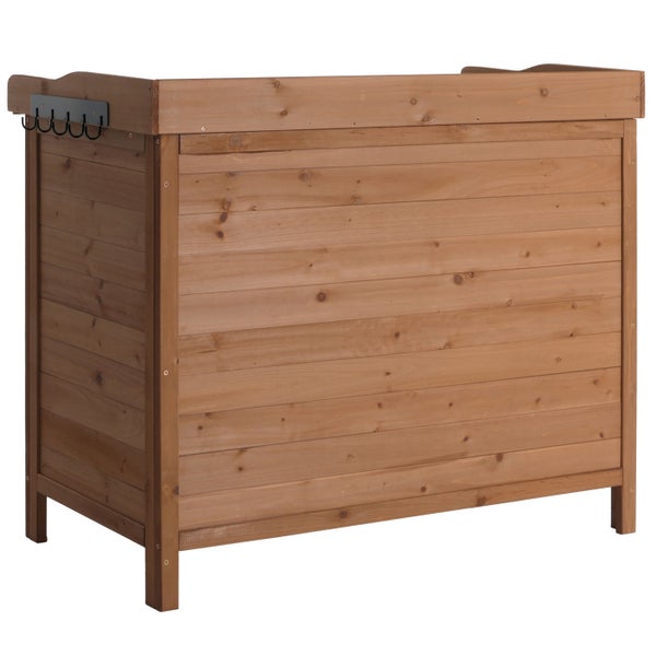 Holz Gartentruhe mit Hakenleiste