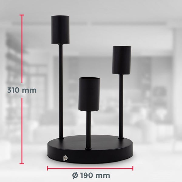 Deckenlampe Ø19 cm - E27 Fassung, 3-flammig, retro, schwarz