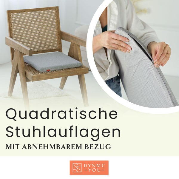 DYNMC you Sitzkissen Stuhl - Stuhlkissen 40x40 - Eckig 4er Set Grau - Test SEHR GUT - Mittelhart H3 - Sitzkissen Bank Memory Schaumstoff - Sitzpolster Stuhl - Stuhlauflage