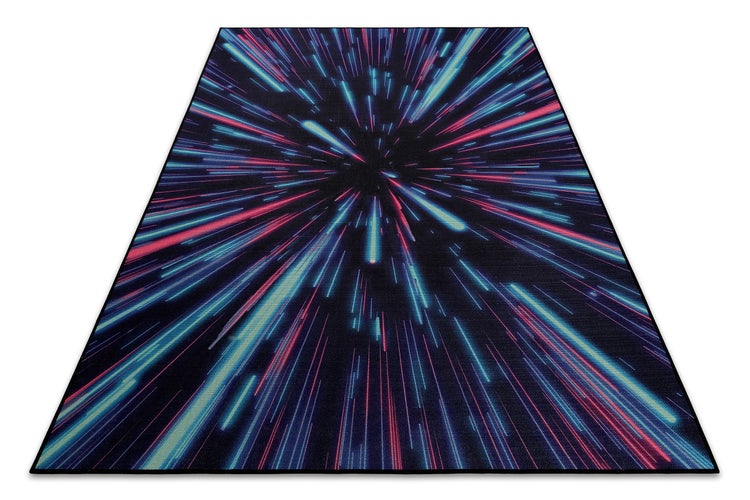 Gewebter Gamerteppich bedruckt Schwarz Multi Neon Horizon WECONhome 110x160 cm