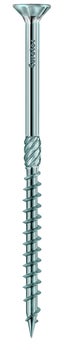 Eine Universalschraube mit Senkkopf und Reibgewinde aus Metall.