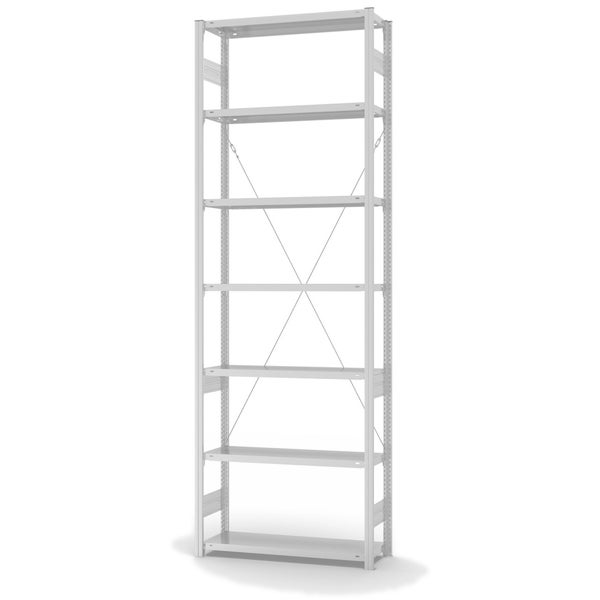 PROREGAL Lebensmittel Fachbodenregal Stecksystem T-Profil Grundregal HxBxT 300 x 100 x 30 cm 7 Ebenen Fachlast 150 kg Hygienische Beschichtung Weiß