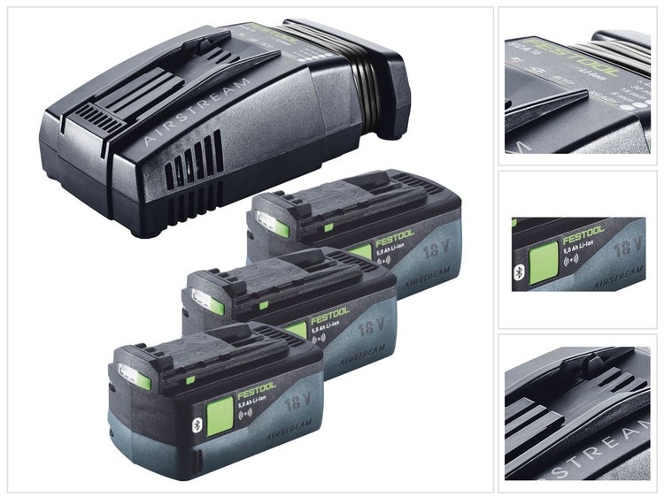 Festool Energie Set 3x BP 18 Li 5,0 ASI EU Akkupack 18 V 5,0 Ah ( 3x 577660 ) + SCA 16 Schnellladegerät 10,8 V - 18 V ( 576953 )