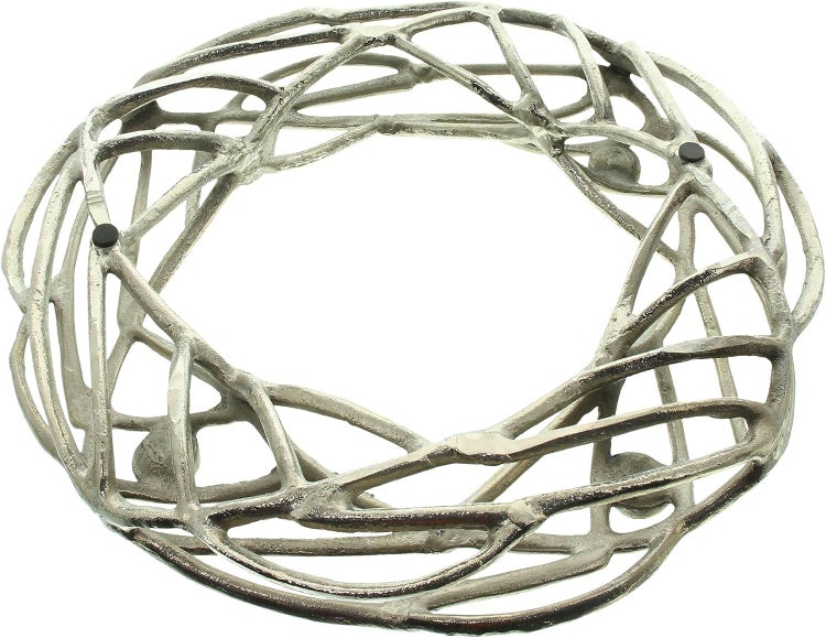 Dekoleidenschaft Tischkranz Advent aus Aluminium in Antik Optik, silber, Adventskranz Ø 40 cm, Kerzenhalter für 4 Kerzen