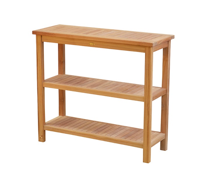Teak Regal Gartenregal Massivholz 100 x 38 cm für Garten Terrasse Balkon