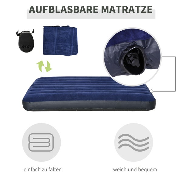 Outsunny Erhöhtes Campingbett Feldbett mit Luftmatratze Pumpe Taft Tragetasche 193 x 136 x 180 cm Gästebett belastbar bis 160 kg Extra Breit Campingliege für Erwachsene Klappbett Outdoor Grün