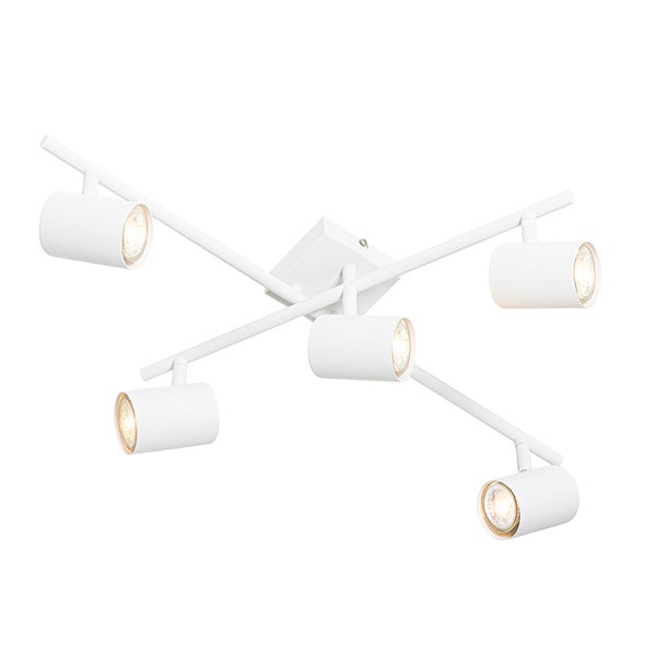 Weiße Deckenleuchte mit fünf Strahlern
