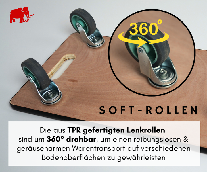 PROREGAL Transportroller 4 Rollen HxBxT 11,5x30x60 cm Traglast 200kg Sperrholzplatte 2 Stück