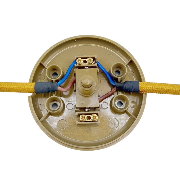 Aufgeschnittene Stehlampe mit Schalter und elektrischen Anschlüssen