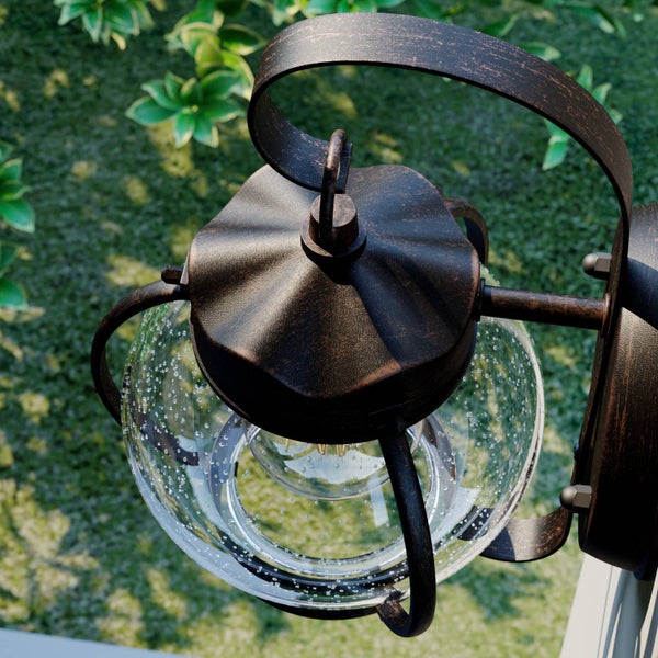 Lindby Wandleuchte außen Gerlo (Landhaus, Vintage Rustikal) in Braun aus Aluminium (1 flammig E27) - Außenwandleuchten Wandlampe Led Außenlampe Outdoor für Außenwand/Hauswand Haus