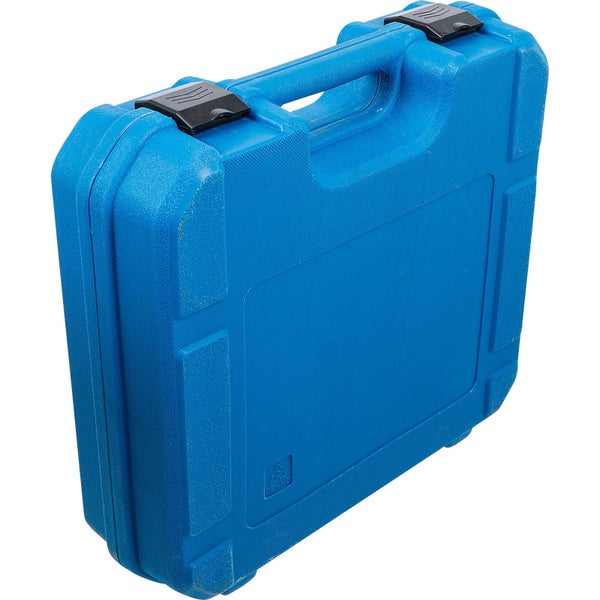 Blauer Werkzeugkoffer aus Kunststoff mit Griff und Verschluss