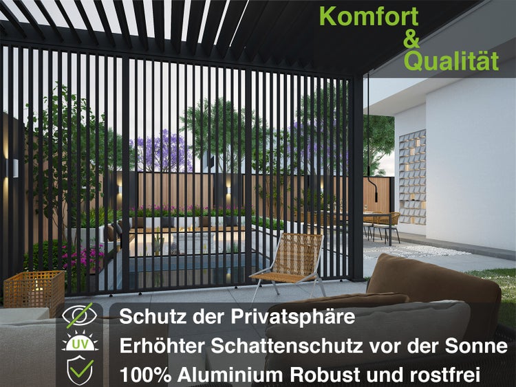 Weide Vertikale Lamellenwand für Weide Pergola 1,23m in Anthrazit aus Aluminium