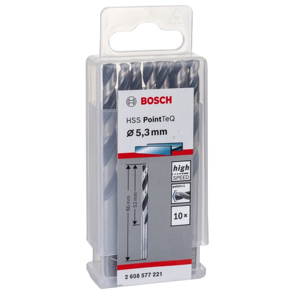 Bosch 10x HSS PointTeQ DIN 338 5,3 x 52 x 86 mm - 2608577221