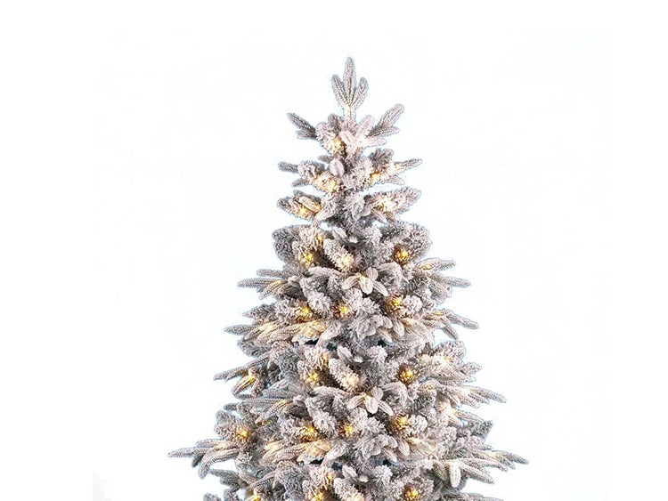 Künstlicher Weihnachtsbaum mit Schnee DELUXE  Anita 150cm mit SMART LED Beleuchtung, Tannenbaum Christbaum Kunstbaum Dekobaum mit Metallständer