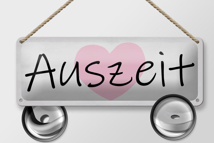 Blechschild Spruch 27x10cm Auszeit Herz Dekoration