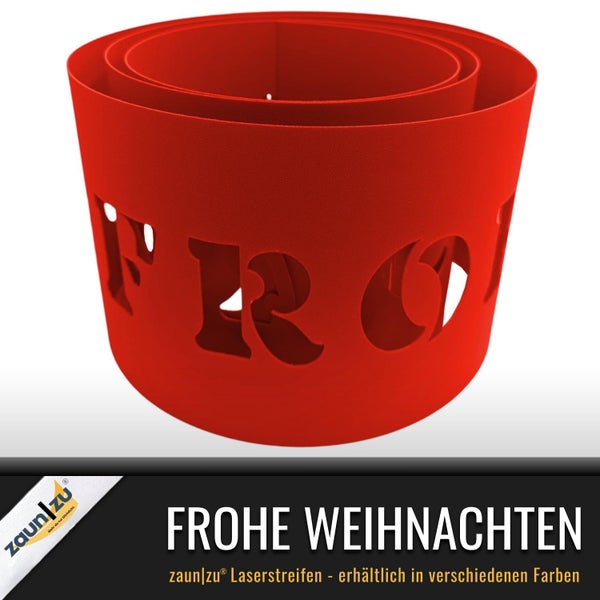 Zaunstreifen mit ausgestanztem "Frohe Weihnachten" Schriftzug