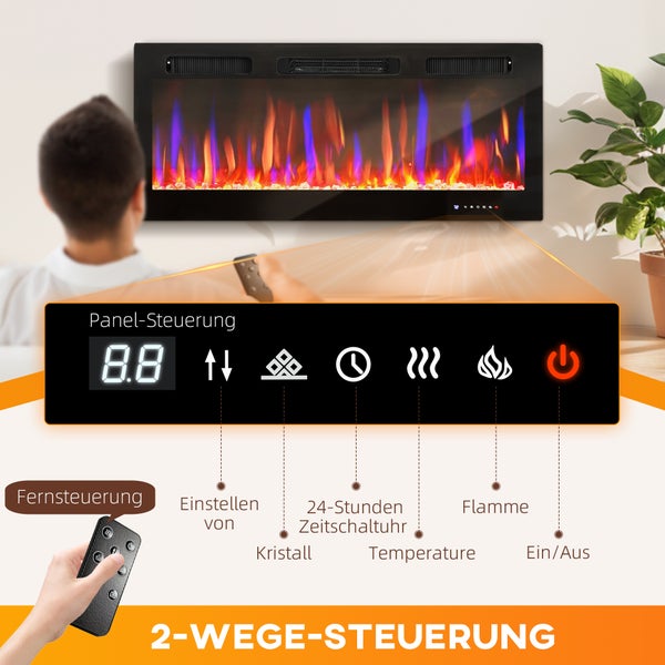 Elektrischer Kamin mit simulierten Flammen und Fernbedienung