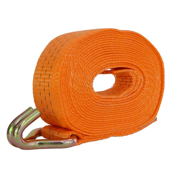 Orangefarbenes Spanngurtband mit Metallhaken