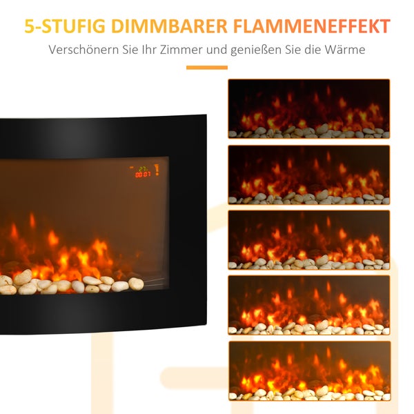 HOMCOM Elektrokamin, 89,2 x 13,5 x 48cm, Metall, Sicherheitsglas, Schwarz