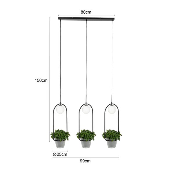 Lindby Esstisch Pendelleuchte 3x Blumentopf zum Bepflanzen, Hängelampe Blumenampel Lampe Wohnzimmer G9 ohne Leuchtmittel Esszimmerlampe Küchenlampe