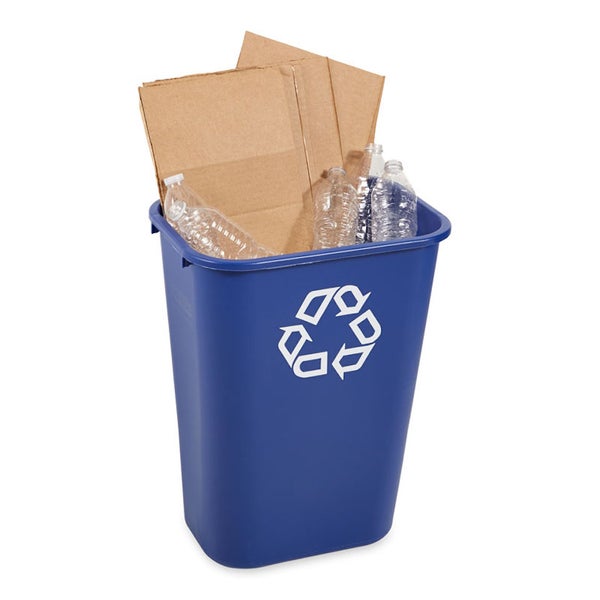 PROREGAL Rubbermaid Rechteckiger Abfallbehälter 39 Liter HxBxT 50,5 x 27,9 x 38,7 cm Polyethylen Blau Mit Recyclingsymbol