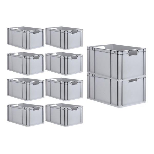 PROREGAL Spar Set 10x Eurobox Nextgen Economy Mit Auflagedeckel & 4x Schiebeschnappverschlüsse Grün Griffe Offen HxBxT 32 x 40 x 60 cm 65 Liter