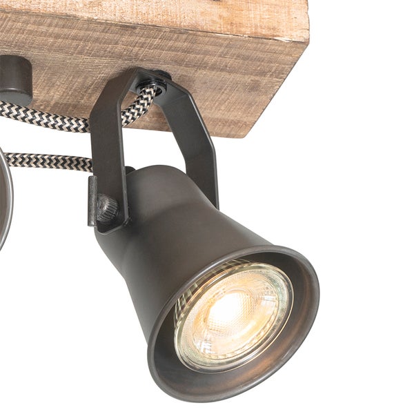 Deckenleuchte mit Holz und Spot