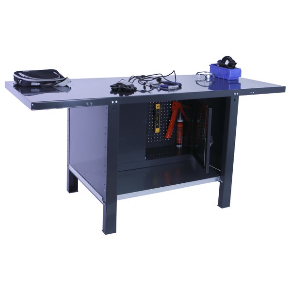 Werkbank BUFFALO METAL mit Schrank | HxBxT 83x120x73cm | Traglast 700kg | Anthrazit