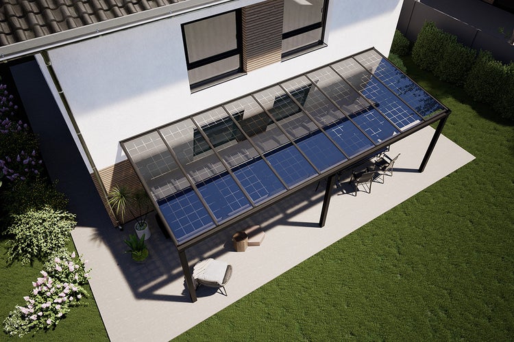 Terrassenüberdachung KD Solar Anthrazit VSG in 700x300cm