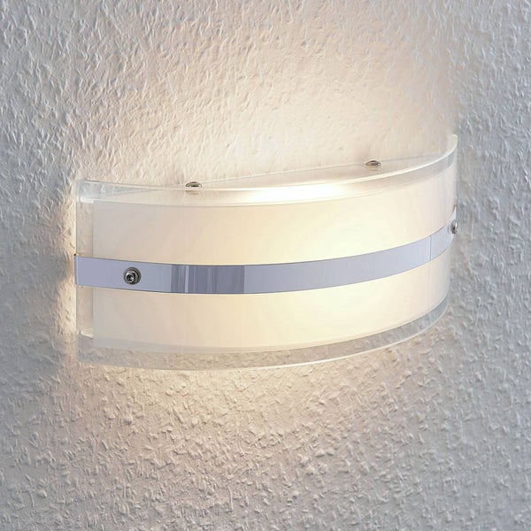 Lindby LED Wandleuchte, Wandlampe Innen Zinka (Modern) in Weiß aus Glas (1 flammig ) - Wandstrahler Wandbeleuchtung Schlafzimmer / Wohnzimmer Wohnzimmerleuchte