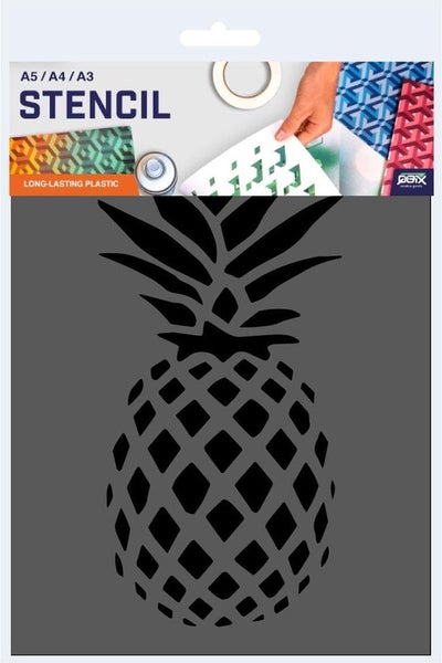 QBIX Ananas Schablone - A3 Größe - Kunststoff - Schablone