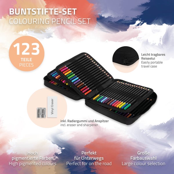 ECD Germany 120 Buntstifte Set für Kinder und Erwachsene, Farbminen mit weichem Kern, Professionelles Zeichnen Set in Reißverschlussetui, Malstifte Farbstifte zum Zeichnen und Ausmalen, Zeichenstifte