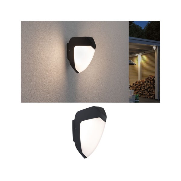 LED Außenwandleuchte Ikosea Dämmerungsgesteuerter Bewegungsmelder (IR) seewasserresistent IP44 50x203mm 3000K 4,4W 350lm 230V Anthrazit Kunststoff