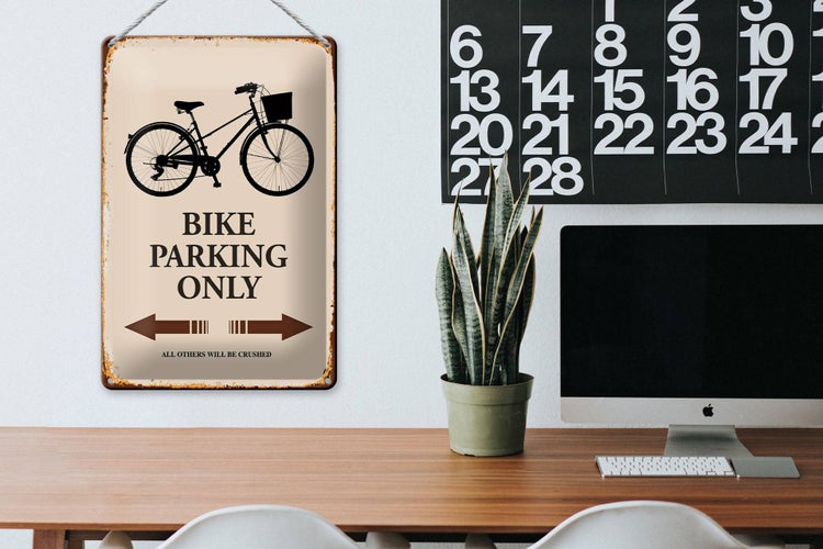 Blechschild Spruch 20x30cm Bike parking only Fahrrad parken